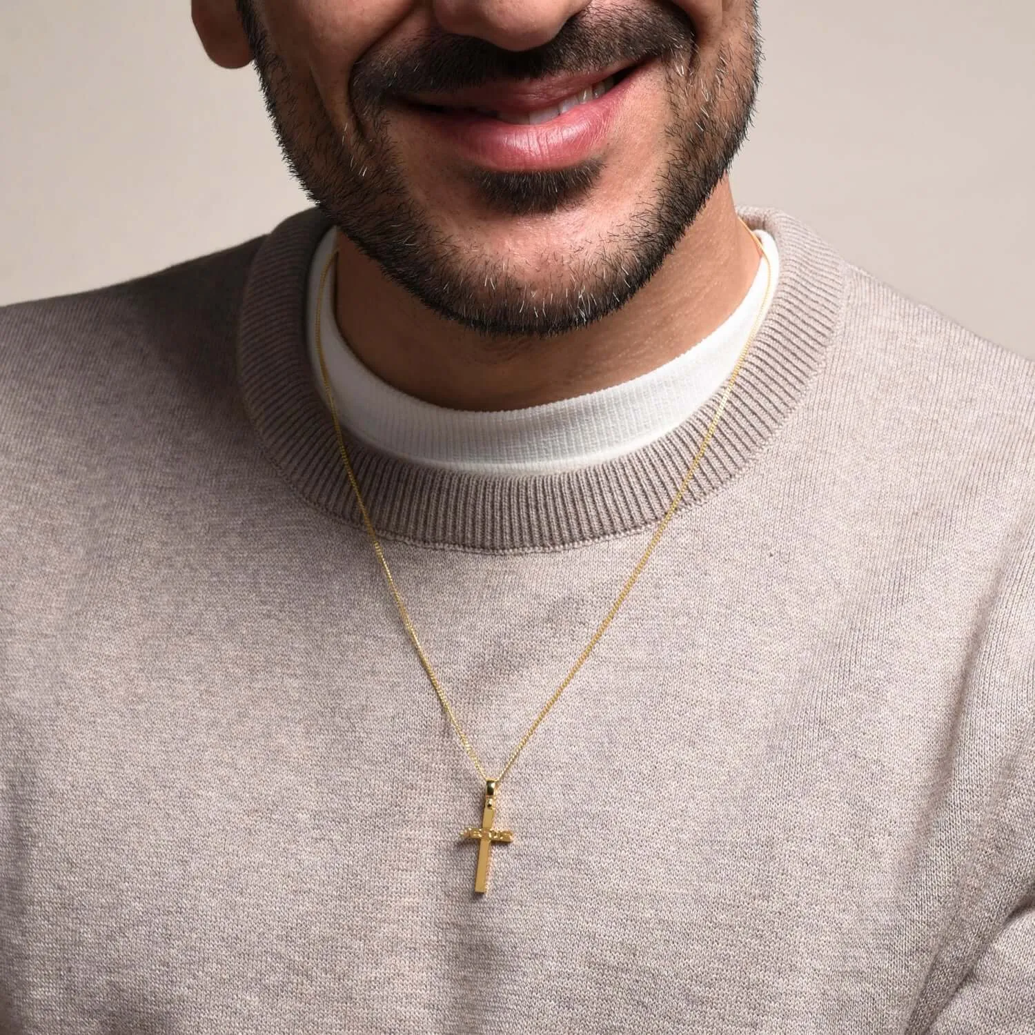 JESUS CROSS PENDANT - GOLDEN SILVER