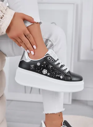 KELLY - Black sneakers with wedge and jewel applications
