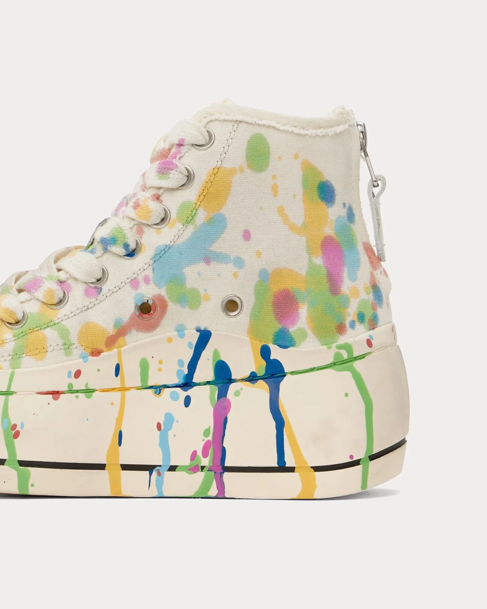 Kurt Paint Splatter Canvas Ecru High Top Sneakers