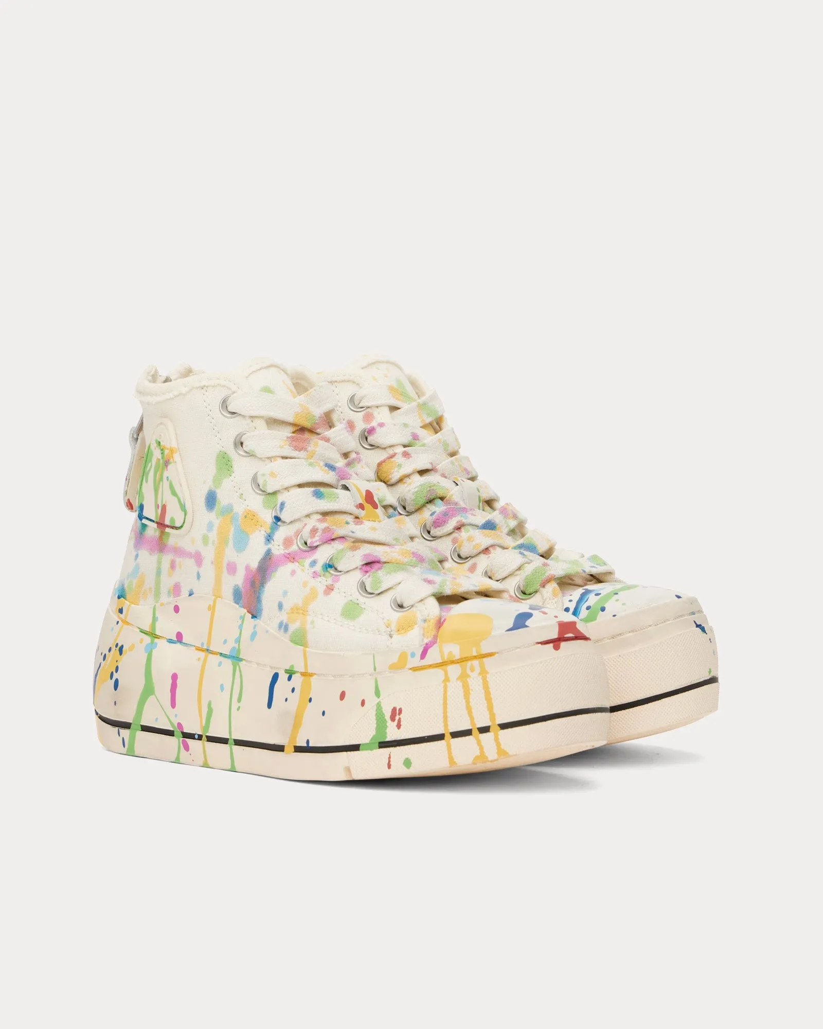 Kurt Paint Splatter Canvas Ecru High Top Sneakers