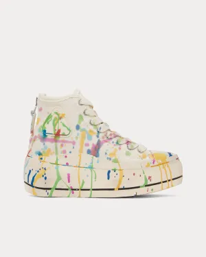 Kurt Paint Splatter Canvas Ecru High Top Sneakers