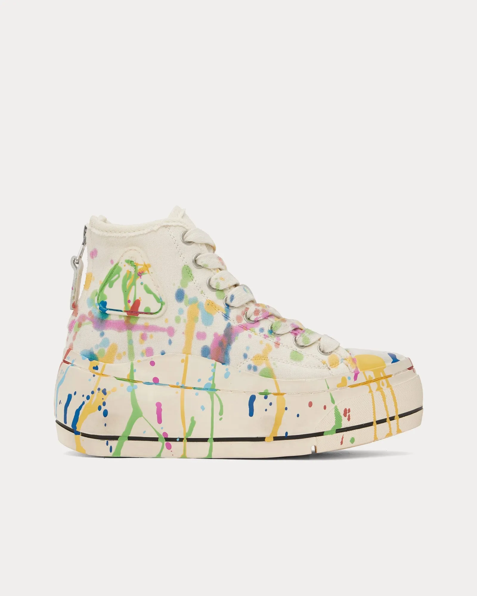 Kurt Paint Splatter Canvas Ecru High Top Sneakers