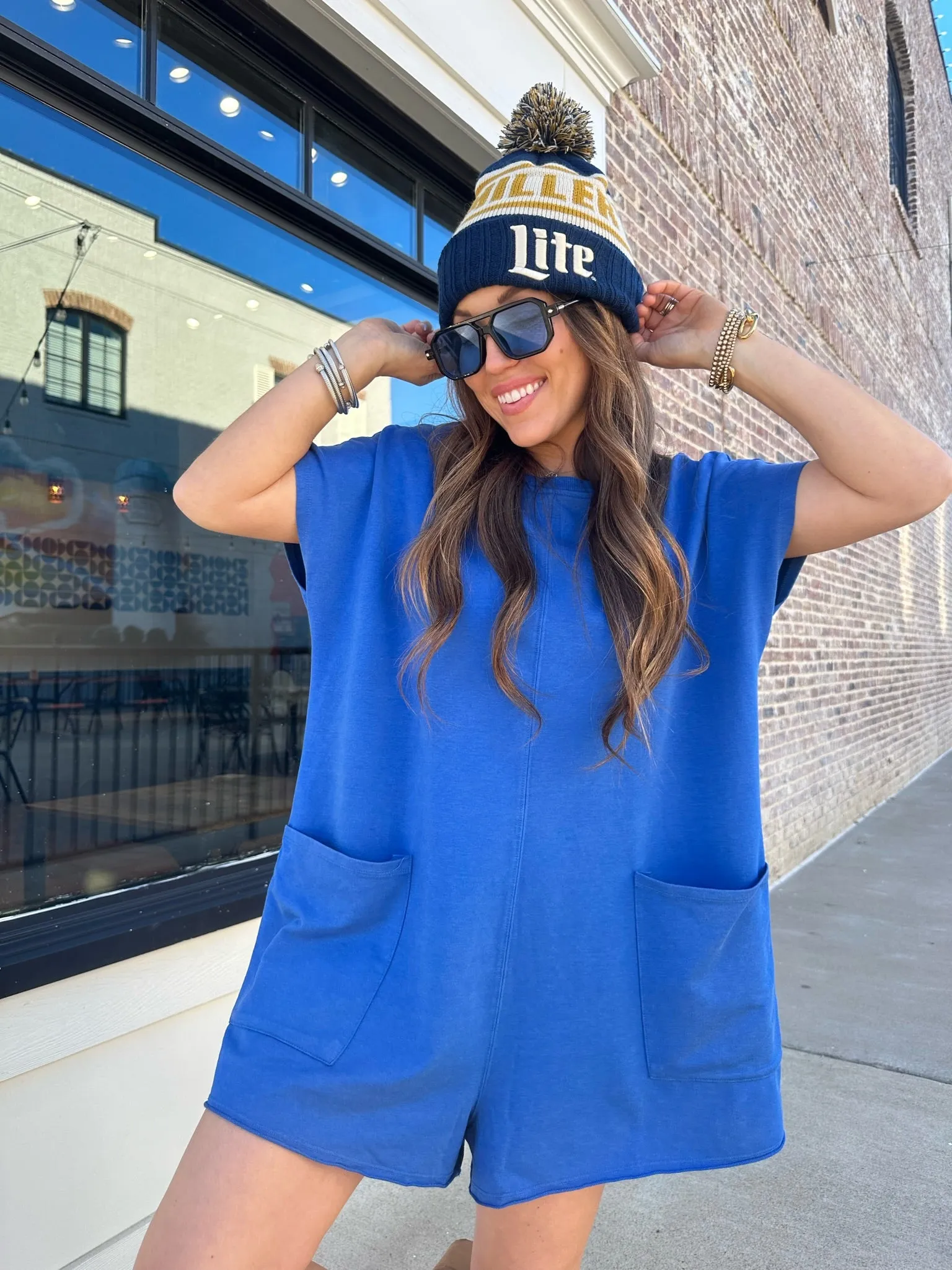 Lalamia | Luna Pocket Romper Royal Blue