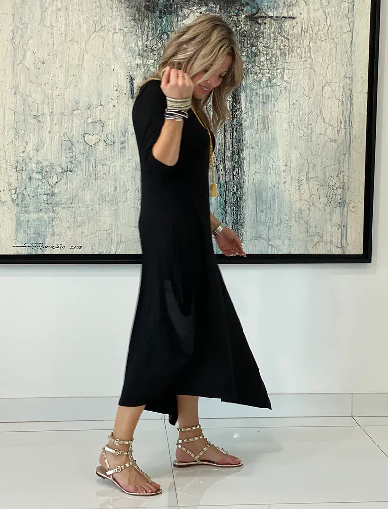 Long Sleeves Total Comfort Dress - Black