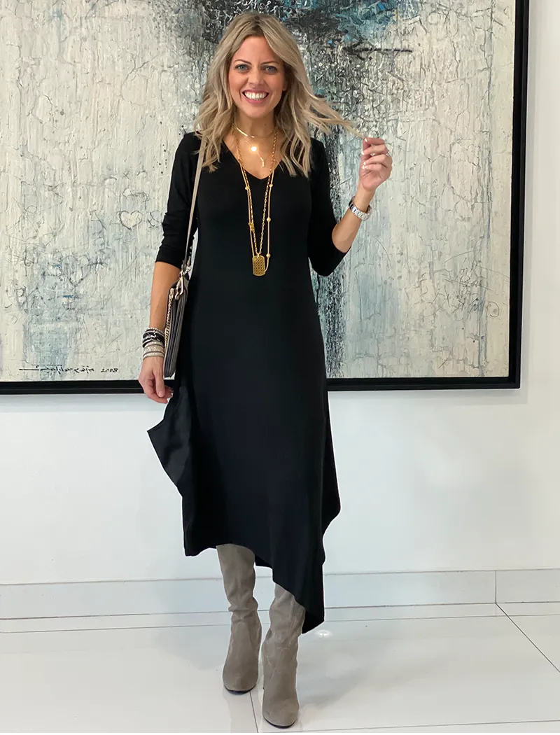 Long Sleeves Total Comfort Dress - Black