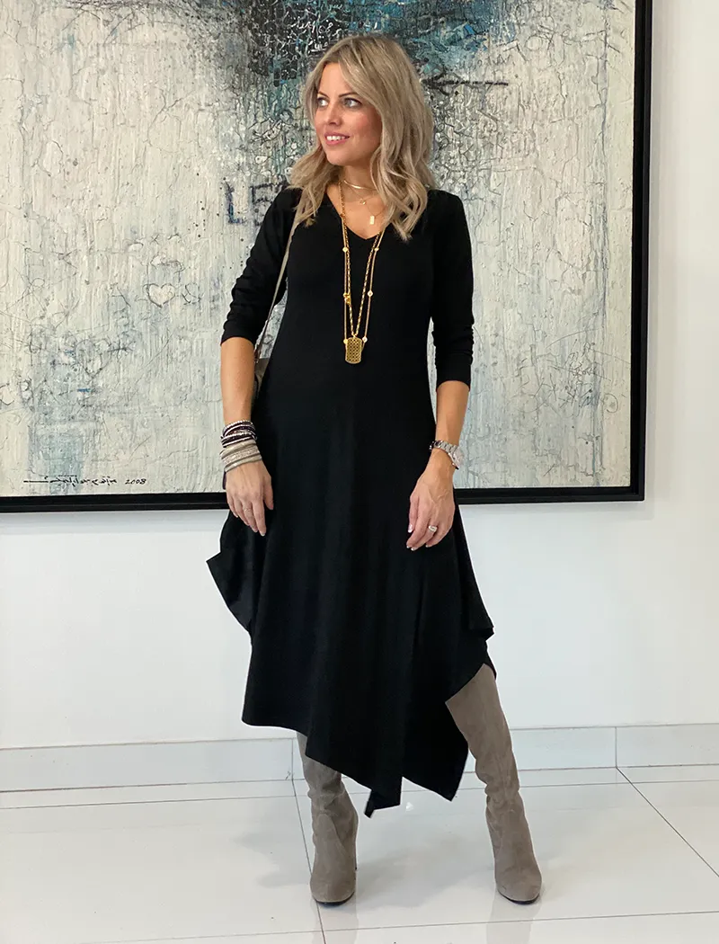 Long Sleeves Total Comfort Dress - Black