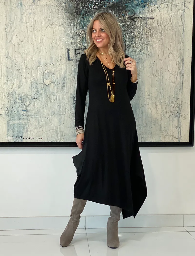 Long Sleeves Total Comfort Dress - Black