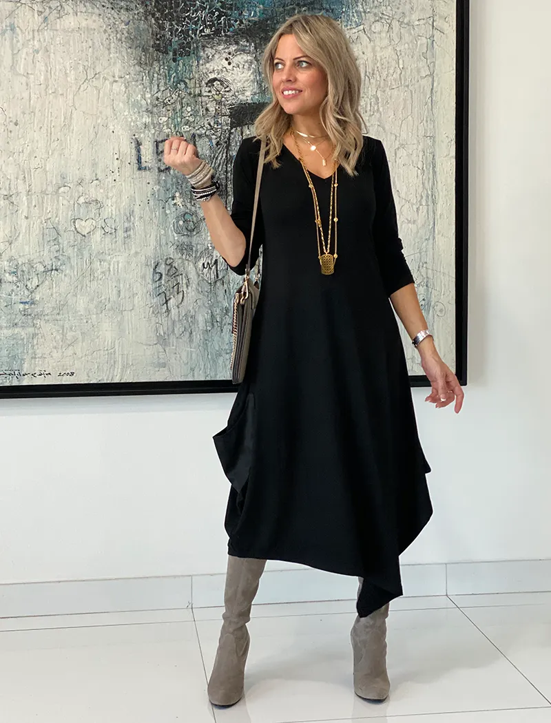 Long Sleeves Total Comfort Dress - Black