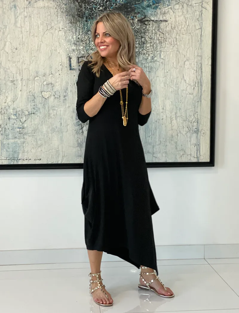 Long Sleeves Total Comfort Dress - Black