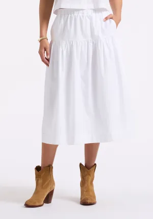 Lupita Women's Tiered Midi Skirt, White - WS0015P