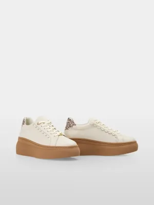 Marc Cain Off White Suede Sneakers with platform sole
