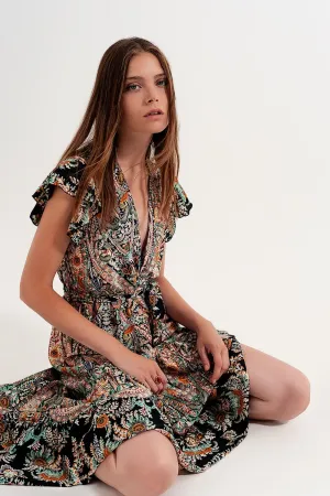 Maxi Dress With Tiered Skirt In Mixed Paisely Print