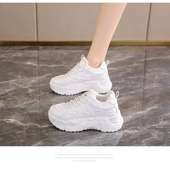 Mesh Panel Lace-Up Platform Sneakers