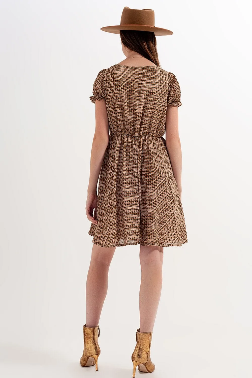 Mini Dress In Cream Check