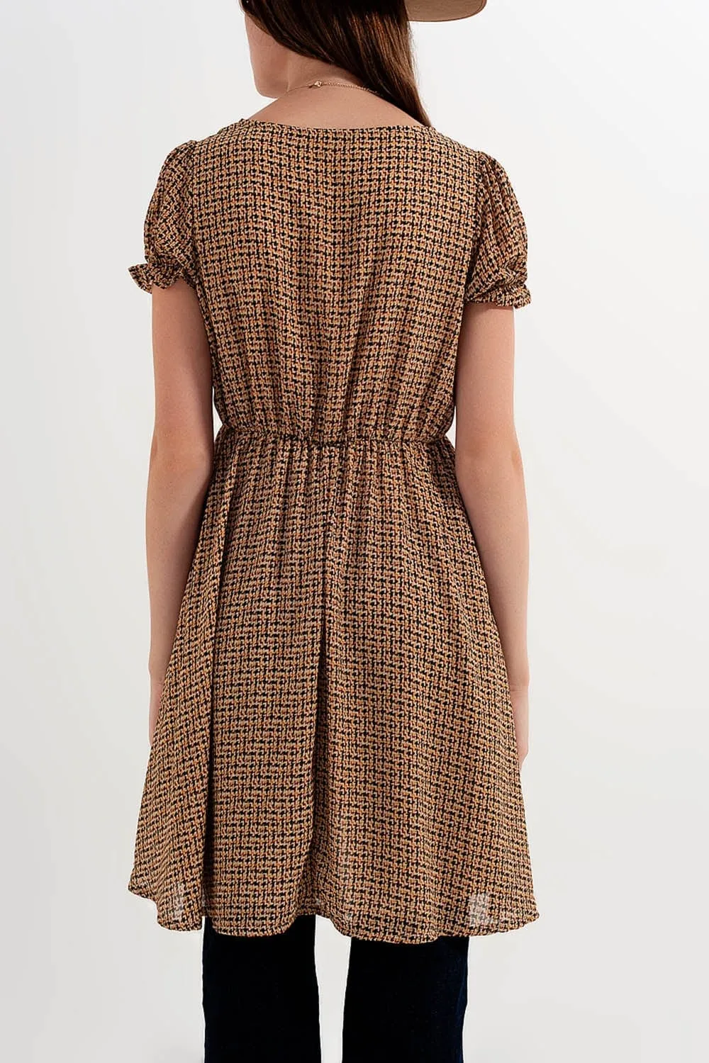 Mini Dress In Cream Check