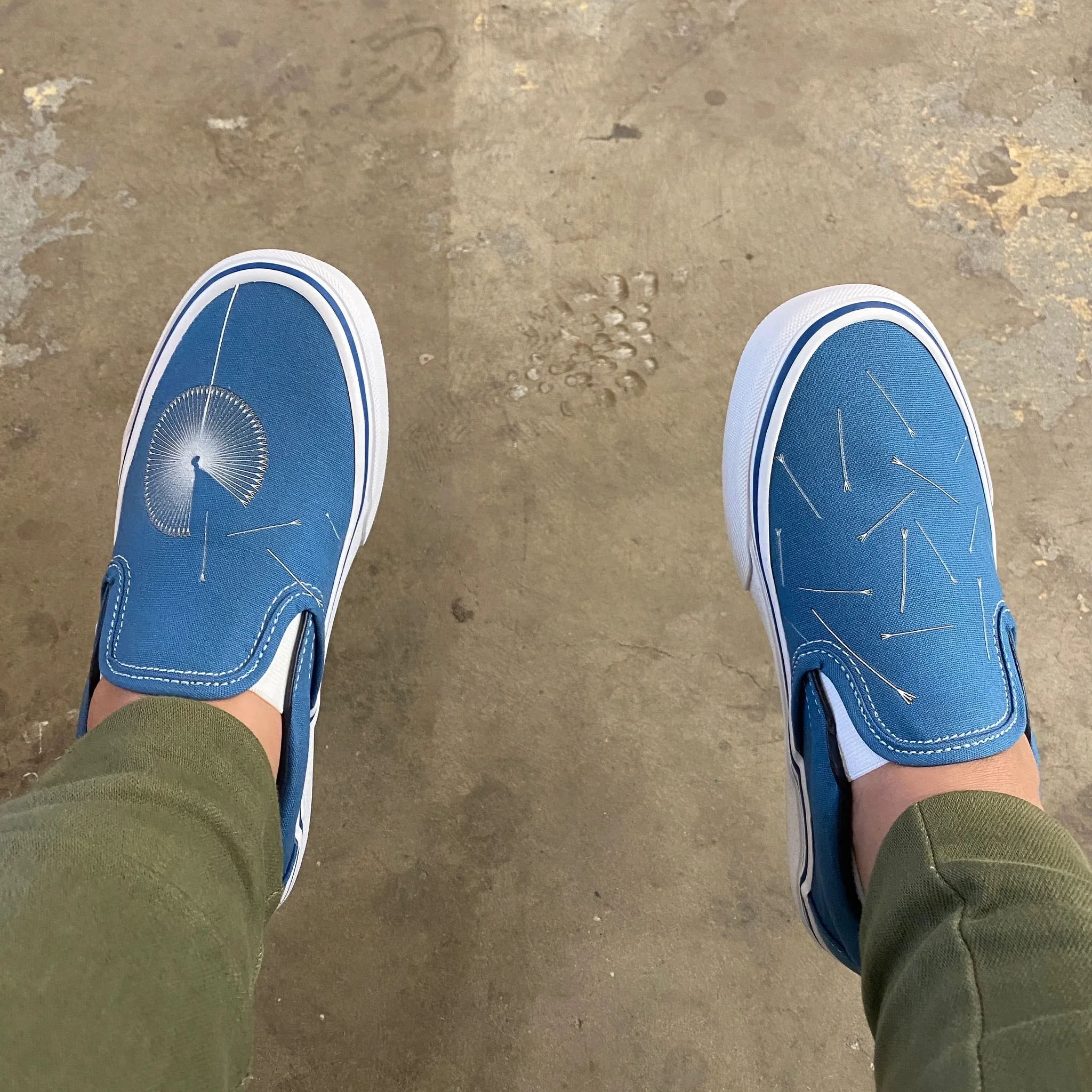 Navy Dandelion - Custom Slip Ons