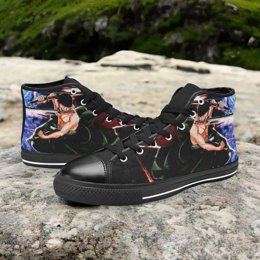One Piece Straw Hat Roronoa Zoro Shoes High Top Sneakers for Kids and Adults