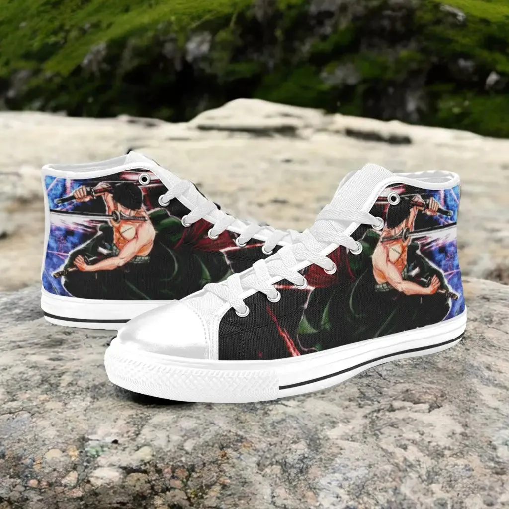 One Piece Straw Hat Roronoa Zoro Shoes High Top Sneakers for Kids and Adults