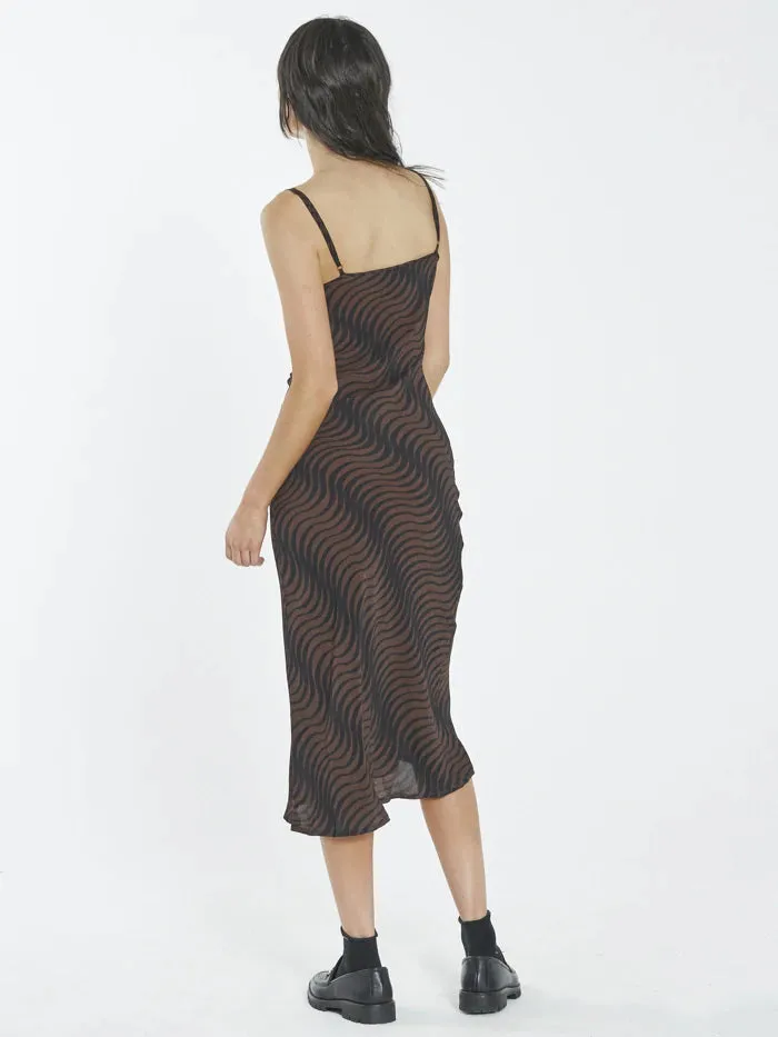 Paradise On Repeat Bias Dress- Washed Cocoa