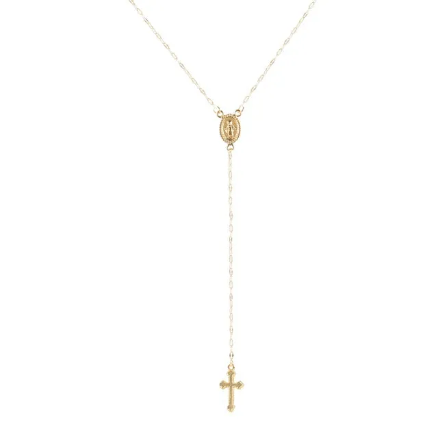 Pre Order:  Vintage Christian Cross Religious Rosary Pendant Necklace