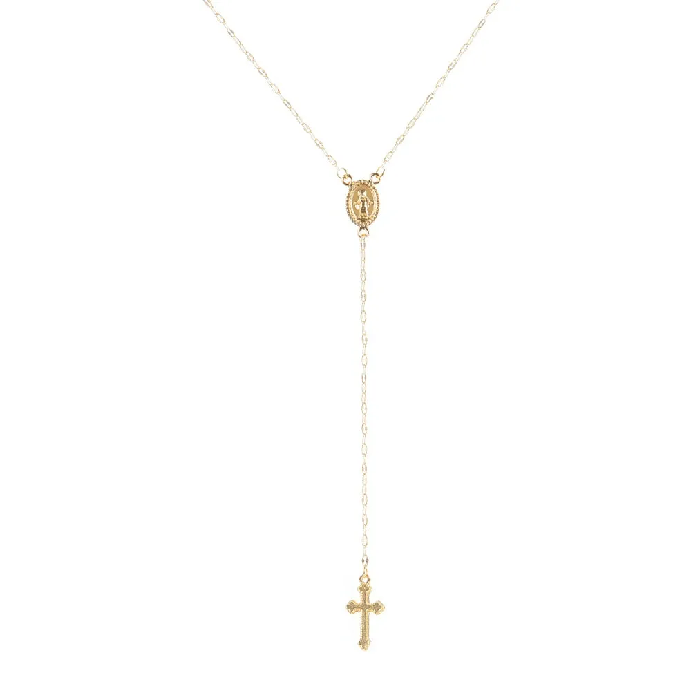 Pre Order:  Vintage Christian Cross Religious Rosary Pendant Necklace