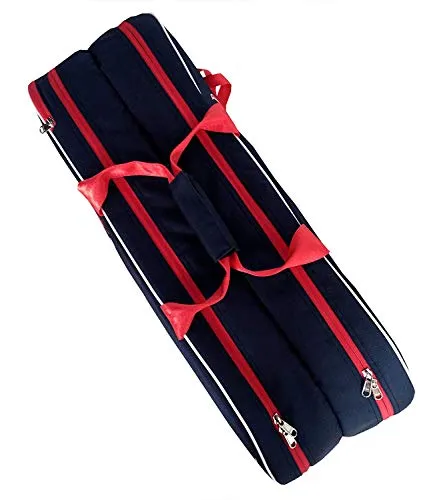 Prokick 900D Polyester, Nylon Lining Double Zipper Badminton/Tennis Kit Bag with Shoe Compartment (Navy)