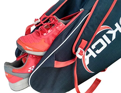 Prokick 900D Polyester, Nylon Lining Double Zipper Badminton/Tennis Kit Bag with Shoe Compartment (Navy)