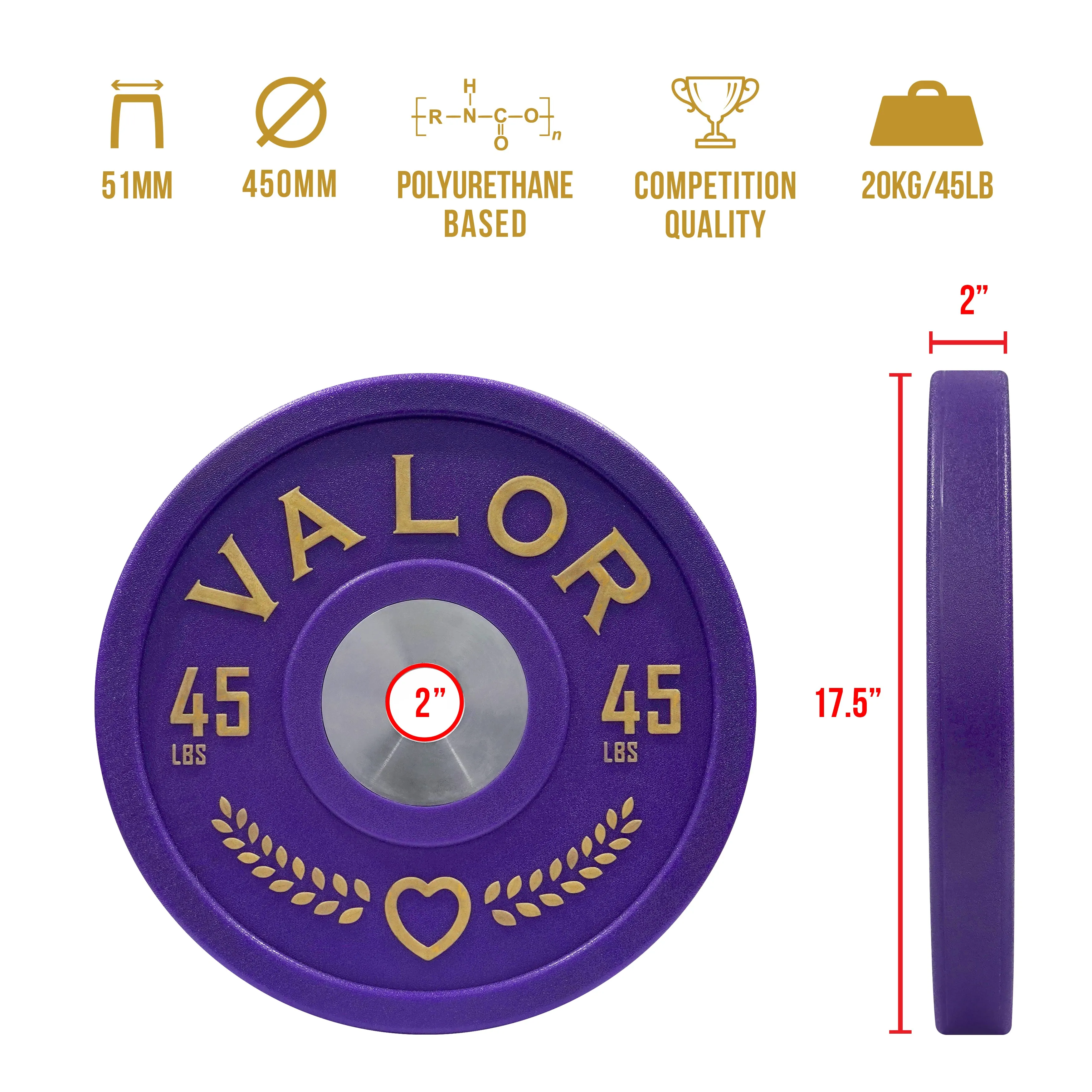 Purple Heart Urethane Bumper Plates (LB)