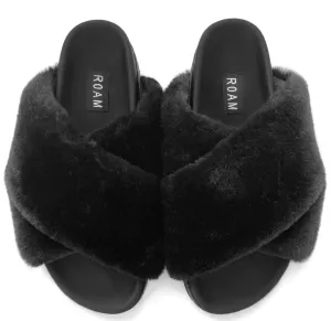 R0AM Mini Black Cloud Slippers