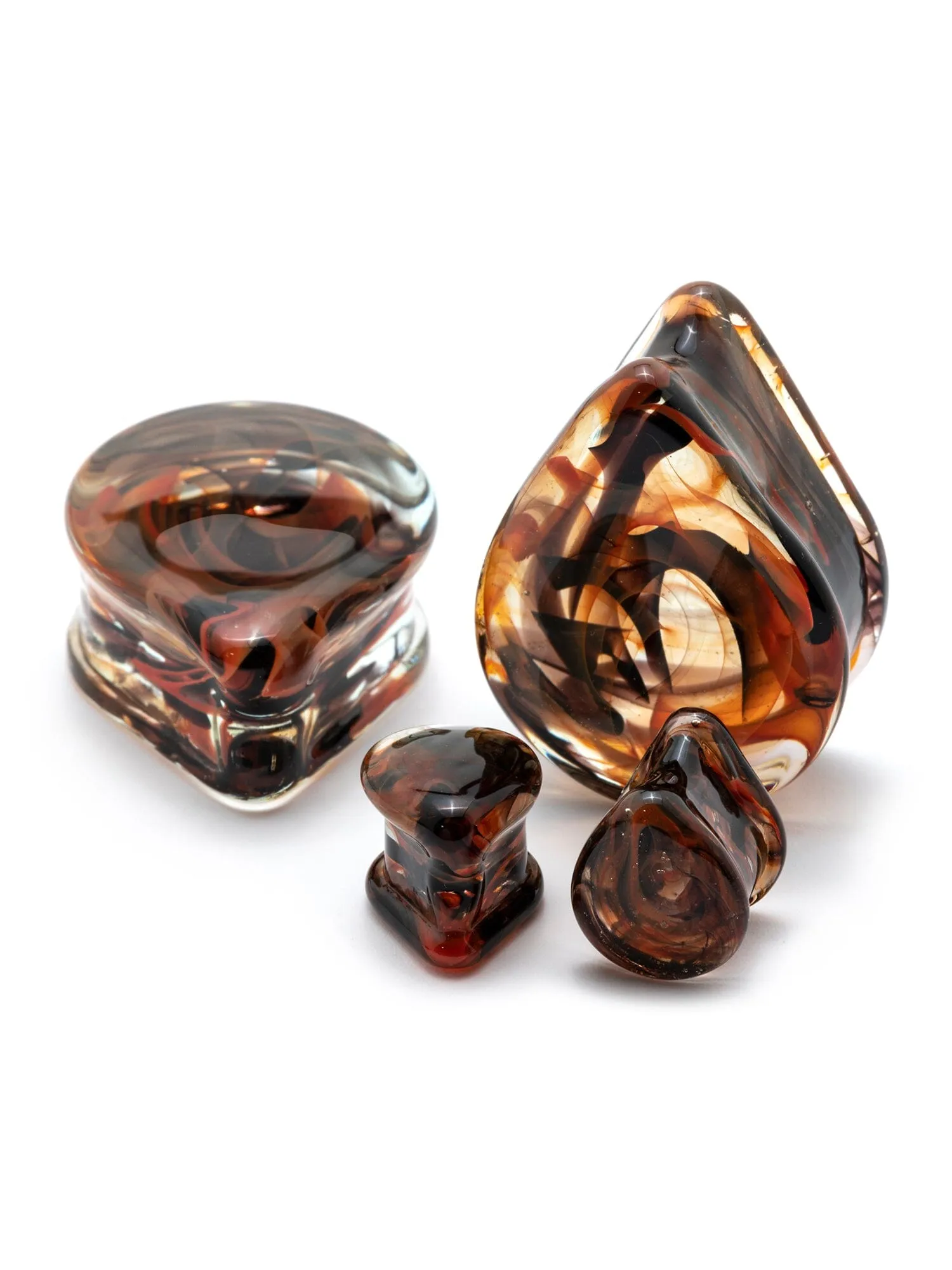 Red & Black Smoke Glass Teardrop Plugs