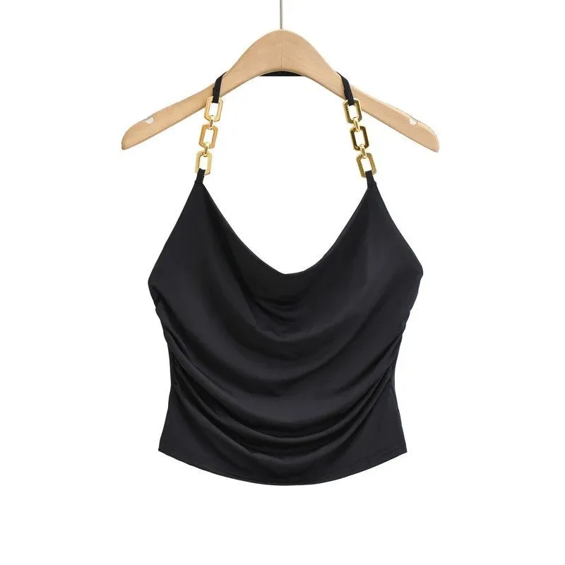 Ring Neck Halter Cami Crop Top in  Four Colour Ways