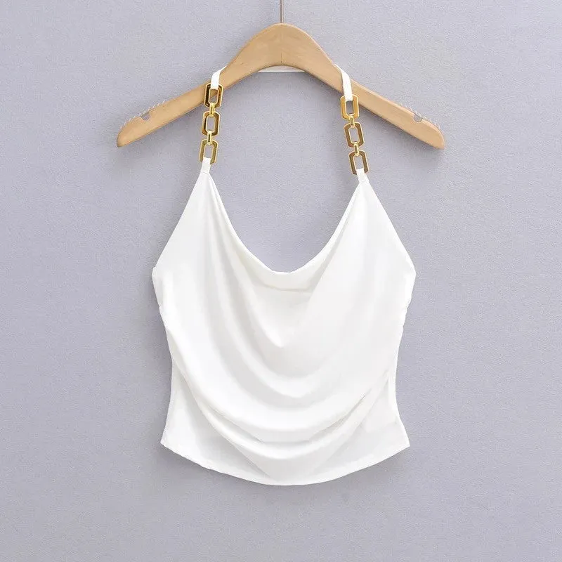 Ring Neck Halter Cami Crop Top in  Four Colour Ways