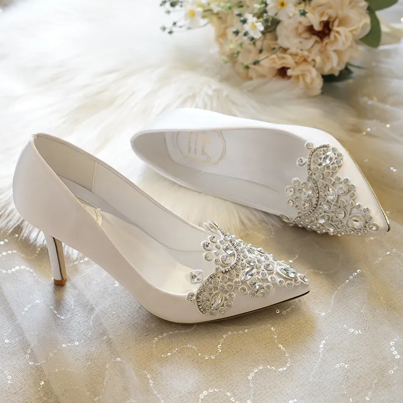 Satin Low Cut Pointed Toe Stiletto Party Sweet High Heels Shoes