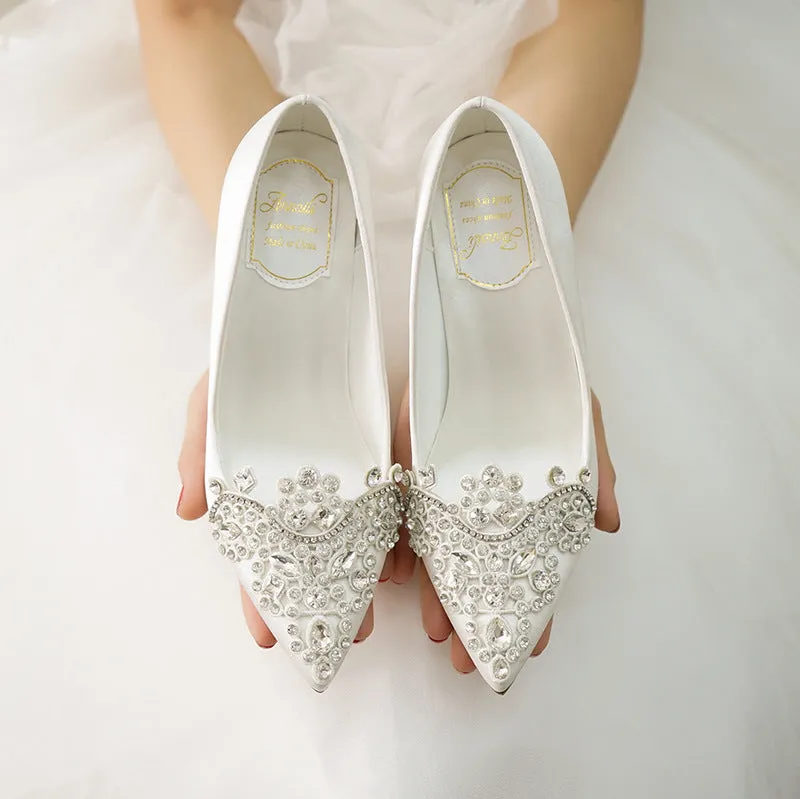 Satin Low Cut Pointed Toe Stiletto Party Sweet High Heels Shoes