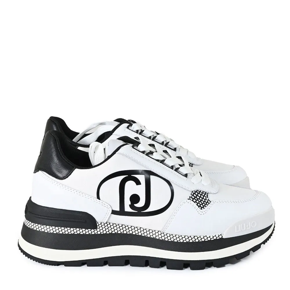 Scarpe Donna LIU JO Sneakers Amazing 15 in Pelle e Nylon colore Bianco e Nero