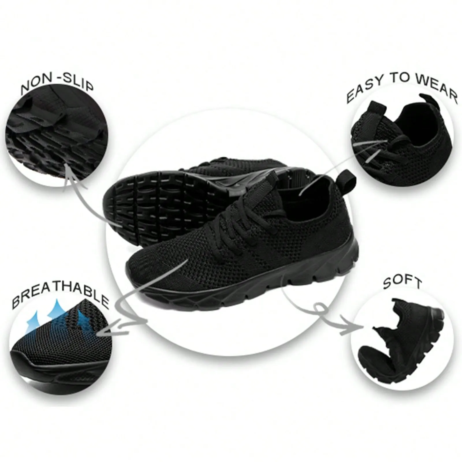 Shoes For Men Gym Tennis Athletic Mesh Fashion Sneakers Lightweight Sports Workout Running Casual Shoes Comfortable Footwear Trainers Black, Shoes For Men