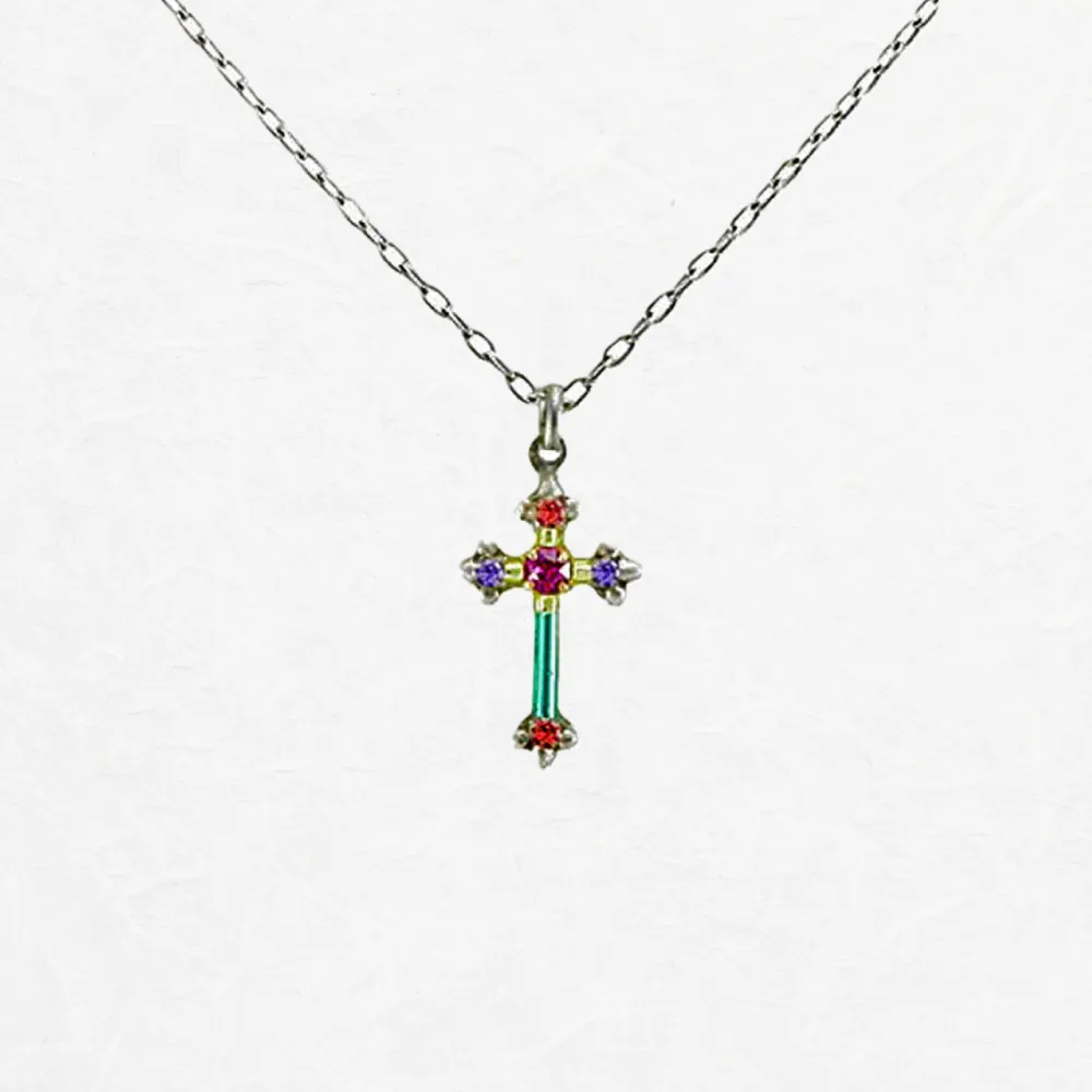 Small Cross Necklace - Multi