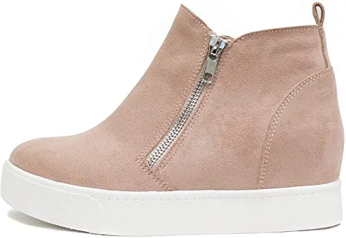 Soda Taylor Dusty Mauve Hidden Fashion Wedge Sneaker Shoes Side Zipper (5.5)