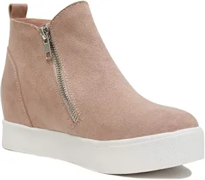 Soda Taylor Dusty Mauve Hidden Fashion Wedge Sneaker Shoes Side Zipper (5.5)