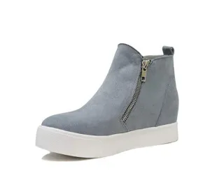 Soda Taylor Steel Blue Pull On Rounded Closed Toe Side Zipper Fashion Sneaker