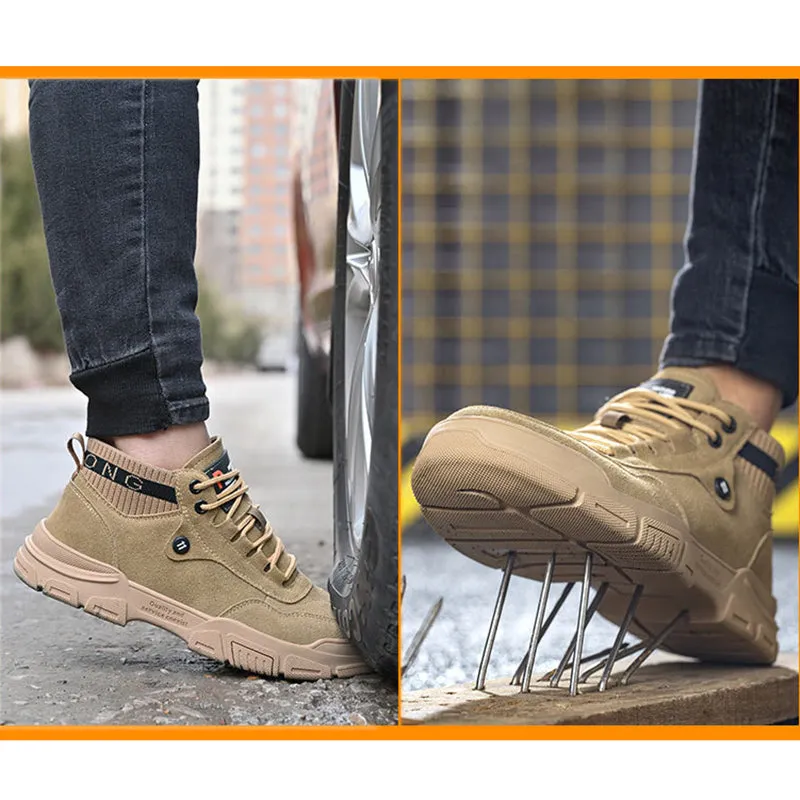 Steel Toe Shoes for Men Indestructible Safety Sneakers Breathable Lightweight Work Industrial Construction
