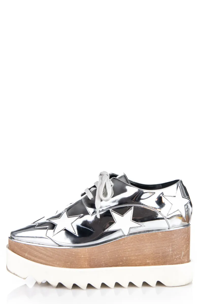 Stella McCartney Silver Vegan Leather Star Hackney Derby Sneakers Size 7 | IT 37