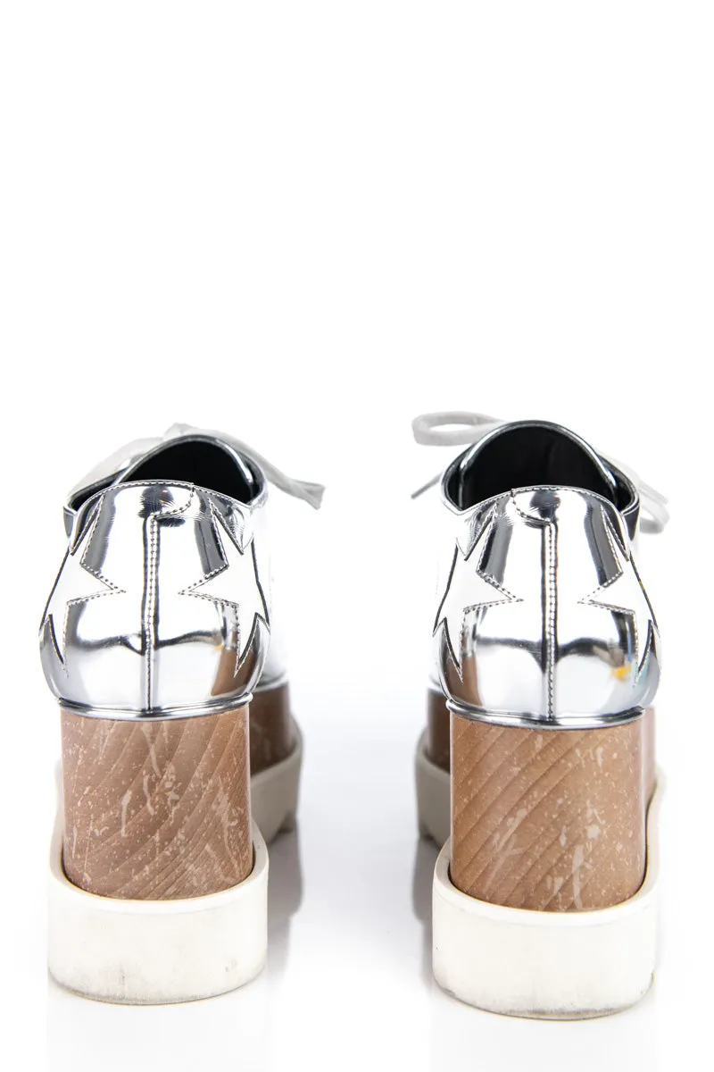 Stella McCartney Silver Vegan Leather Star Hackney Derby Sneakers Size 7 | IT 37