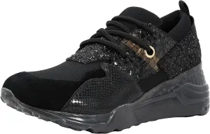 Steve Madden Cliff Black Snake Round Toe Lace Up Platform Fashion Sneakers