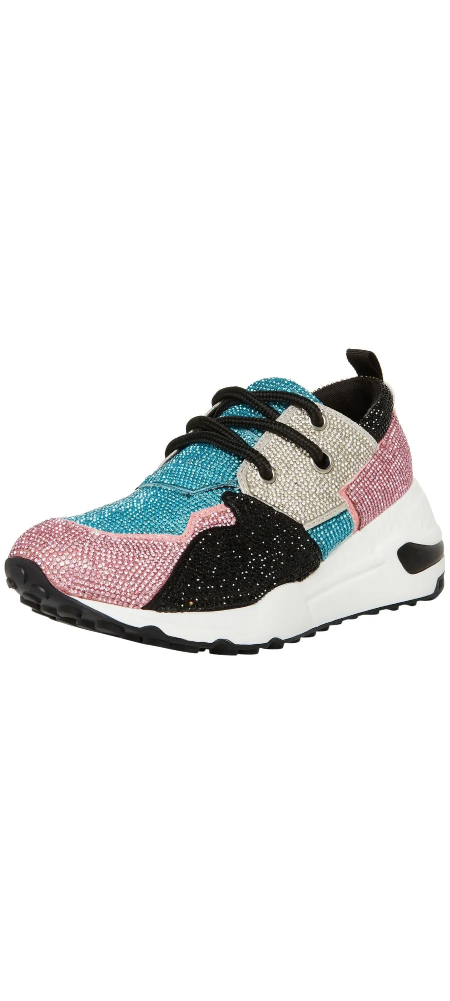 Steve Madden Cliff Blue/Pink Rounded Toe Lace Up Platform Fashion Sneakers