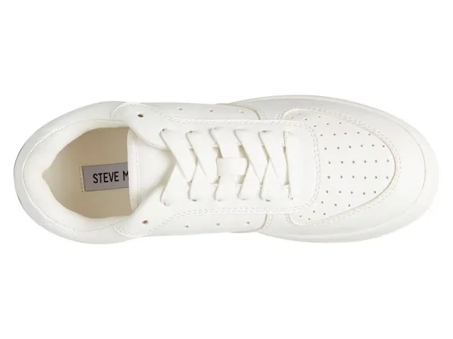 Steve Madden Rockaway White/Silver Lace Up Rounded Toe Low Top Fashion Sneakers