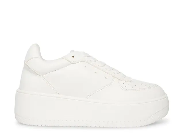 Steve Madden Rockaway White/Silver Lace Up Rounded Toe Low Top Fashion Sneakers
