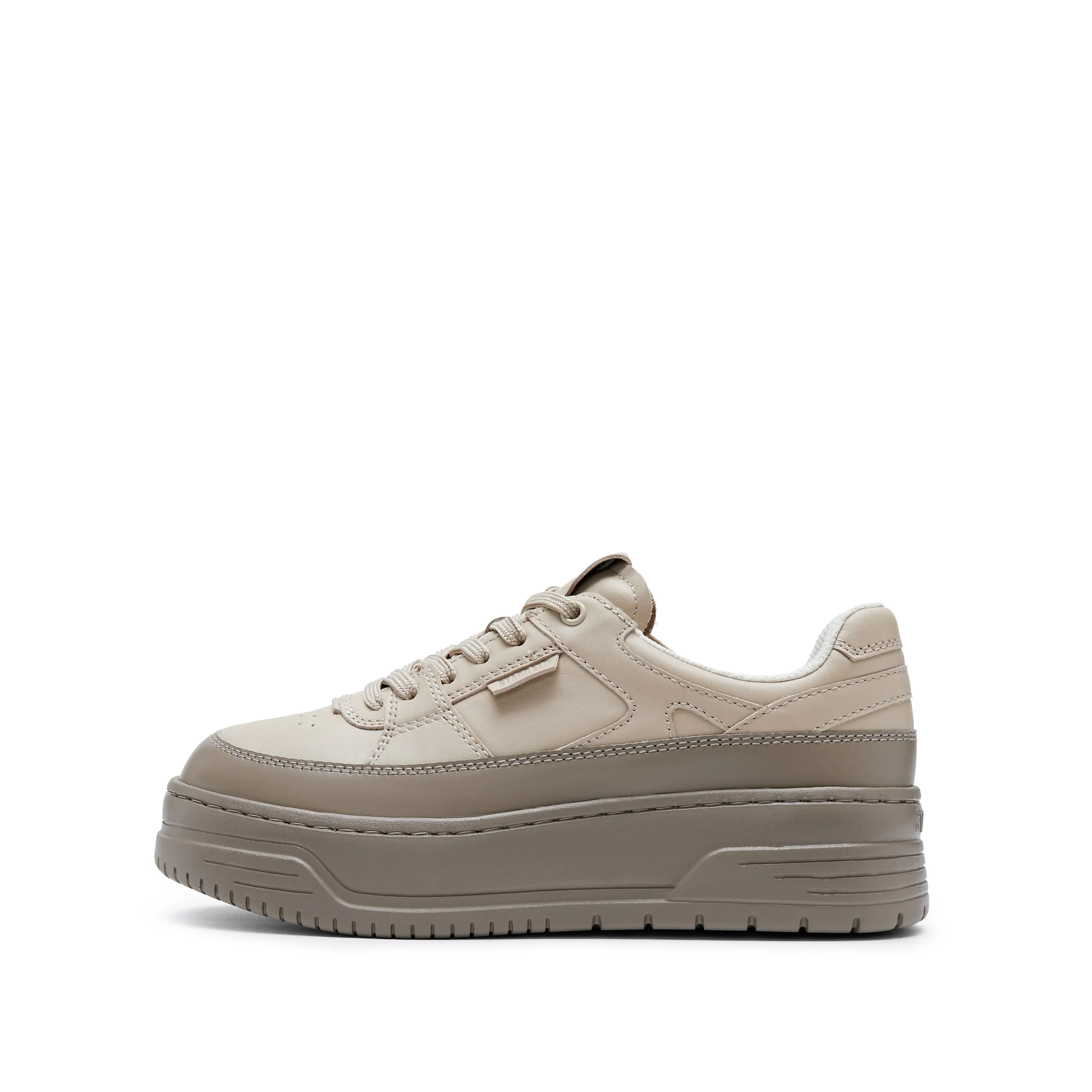 Taupe Platform Two-tone Leather Sneakers