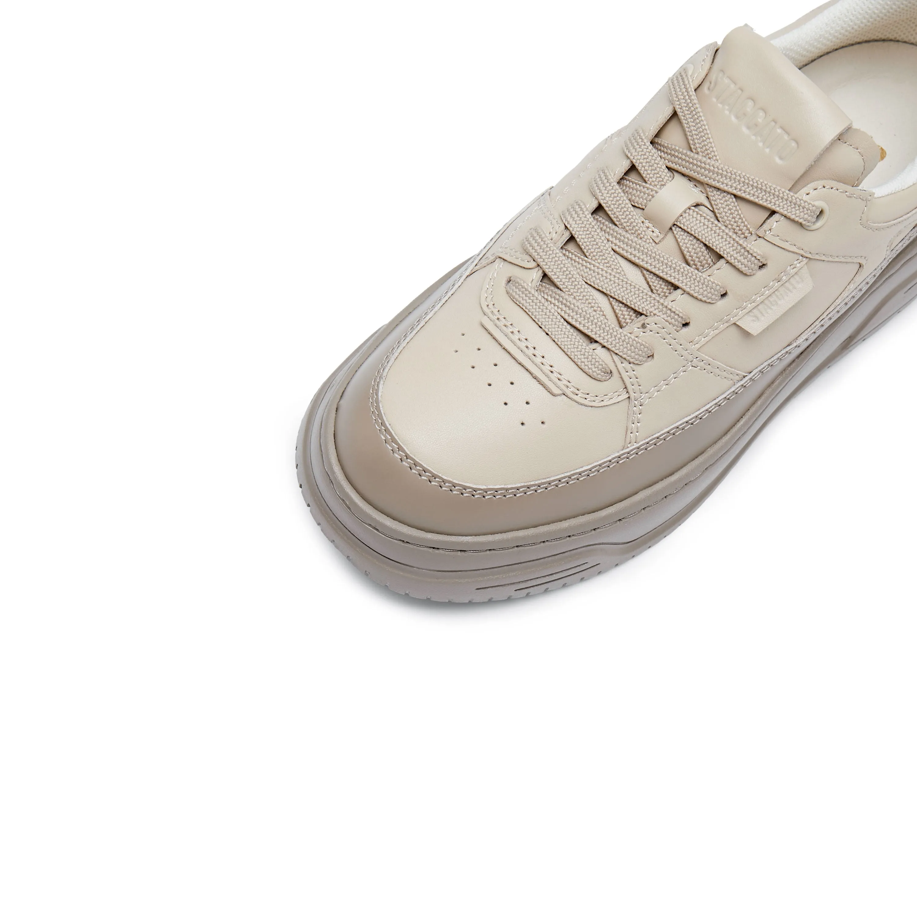 Taupe Platform Two-tone Leather Sneakers