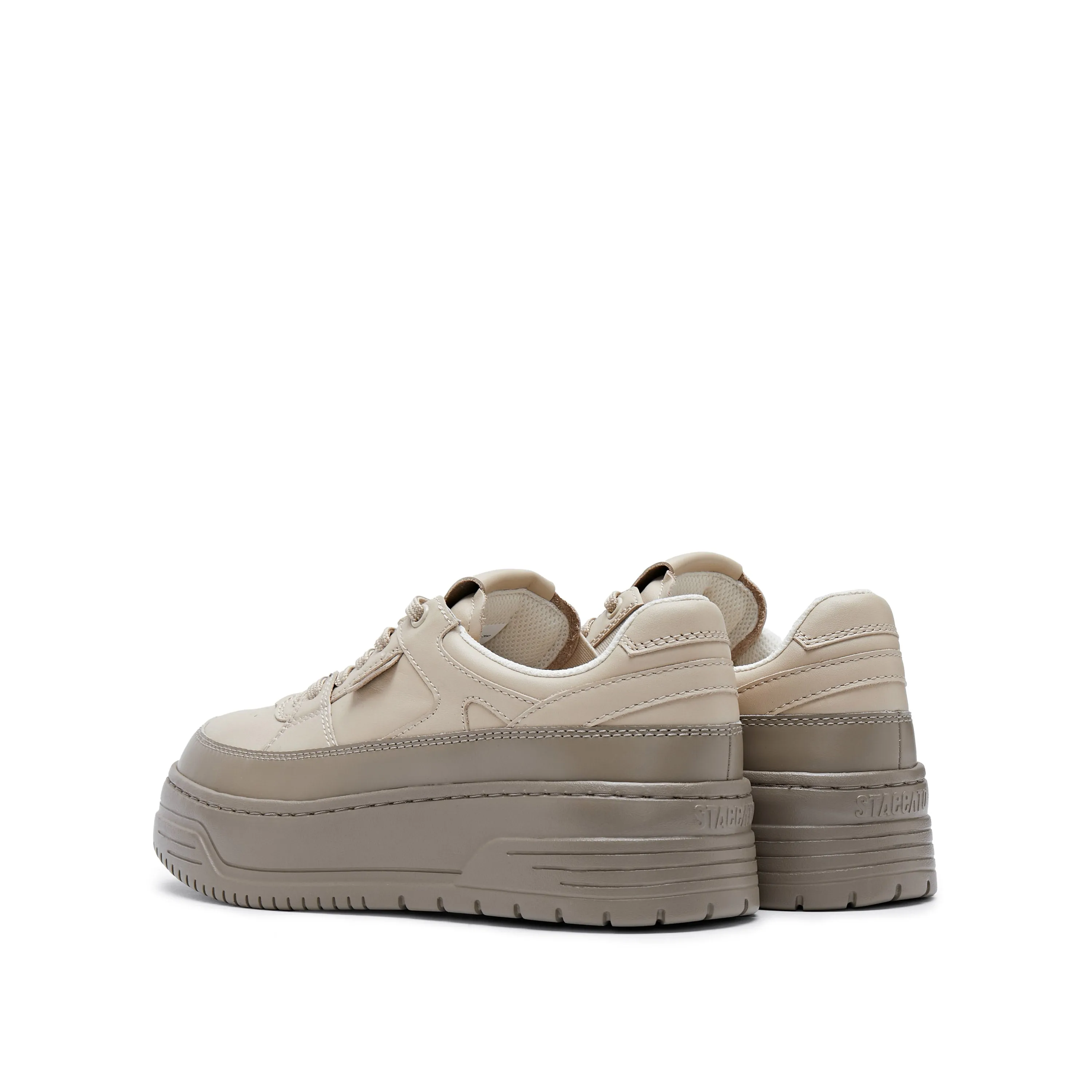 Taupe Platform Two-tone Leather Sneakers